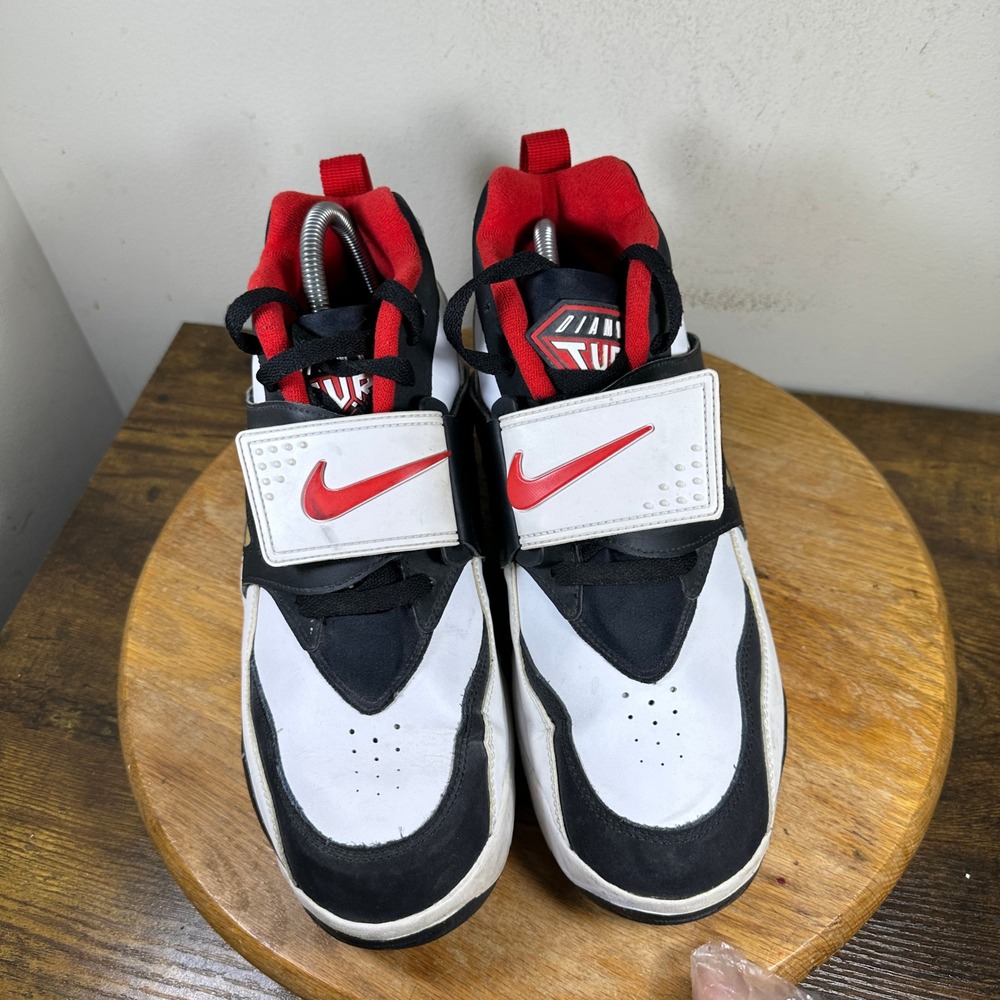 Nike Air Diamond Turf Mens Shoes Black White Red Gold Sz 10 309434-105 - Picture 5 of 8